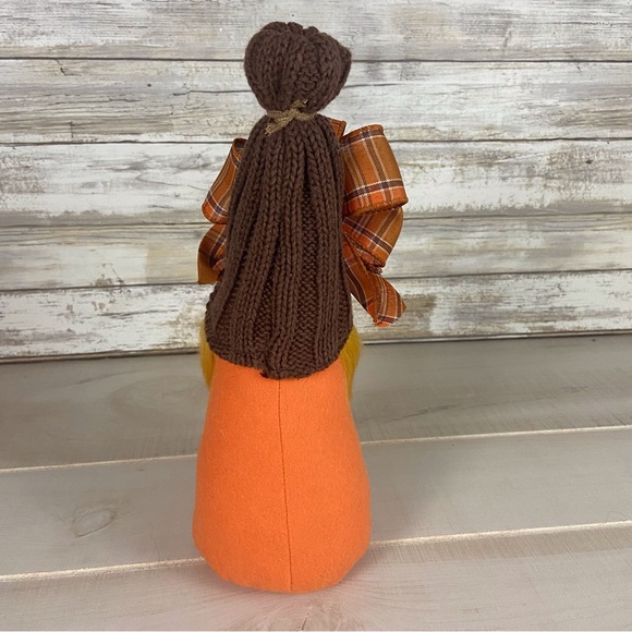 Handmade Gnome Fall Harvest Autumn Farmhouse Home Decor Plaid Bow Sweater Hat - Picture 5 of 11